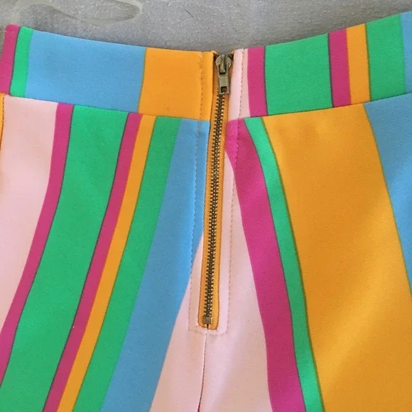 Touchdolls Two Piece Crop Top Bell Bottom Pants Set Size 2 XS Stripe Stretch - Picture 10 of 16